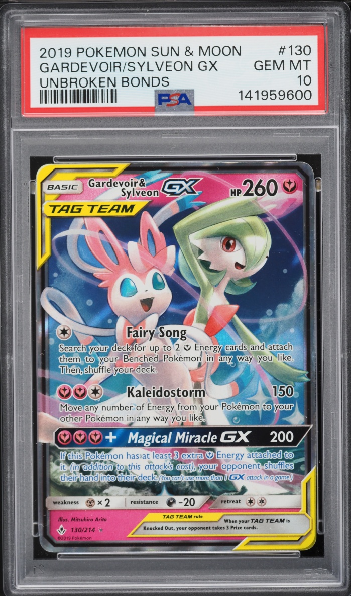 2019 Pokemon Sun & Moon Unbroken Bonds Holo Gardevoir & Sylveon GX #130 PSA 10 GEM MINT