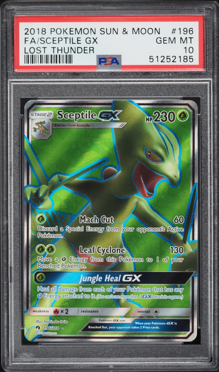 2018 Pokemon Sun & Moon Lost Thunder Full Art Sceptile GX #196 PSA 10 GEM MINT