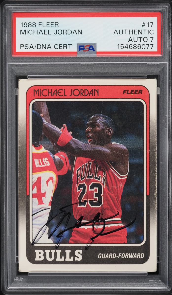 1988 Fleer Basketball Michael Jordan AUTO DNA 7 #17 PSA AUTH