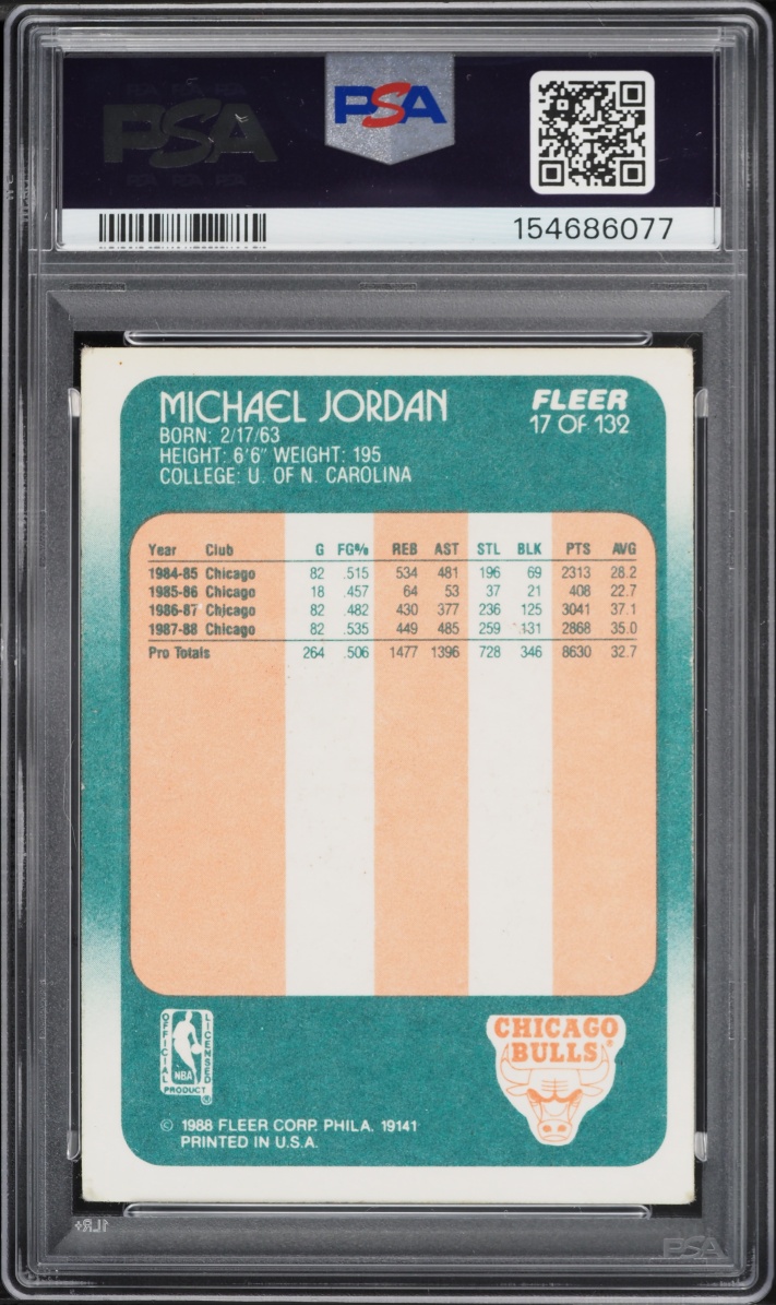 1988 Fleer Basketball Michael Jordan AUTO DNA 7 #17 PSA AUTH