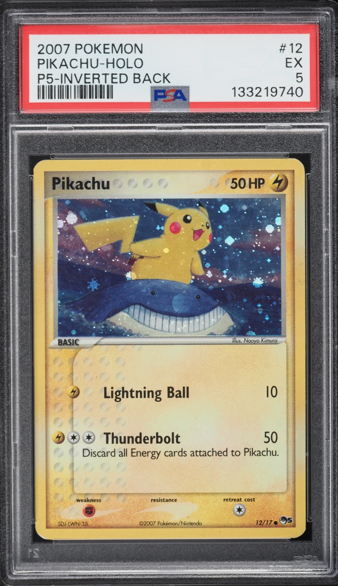 2007 Pokemon POP Series 5 Inverted Back Holo Pikachu #12 PSA 5 EX