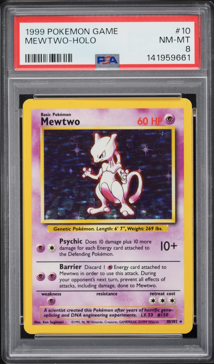 1999 Pokemon Base Set Holo Mewtwo #10 PSA 8 NM-MT