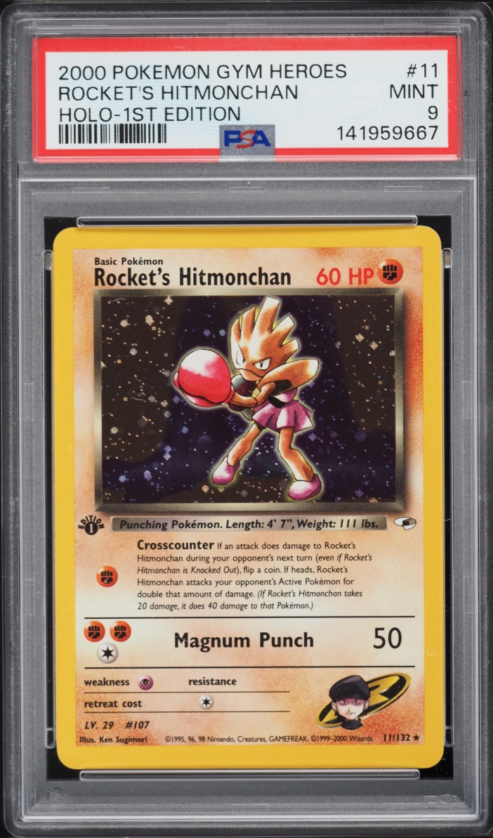 2000 Pokemon Gym Heroes 1st Edition Holo Rocket's Hitmonchan #11 PSA 9 MINT