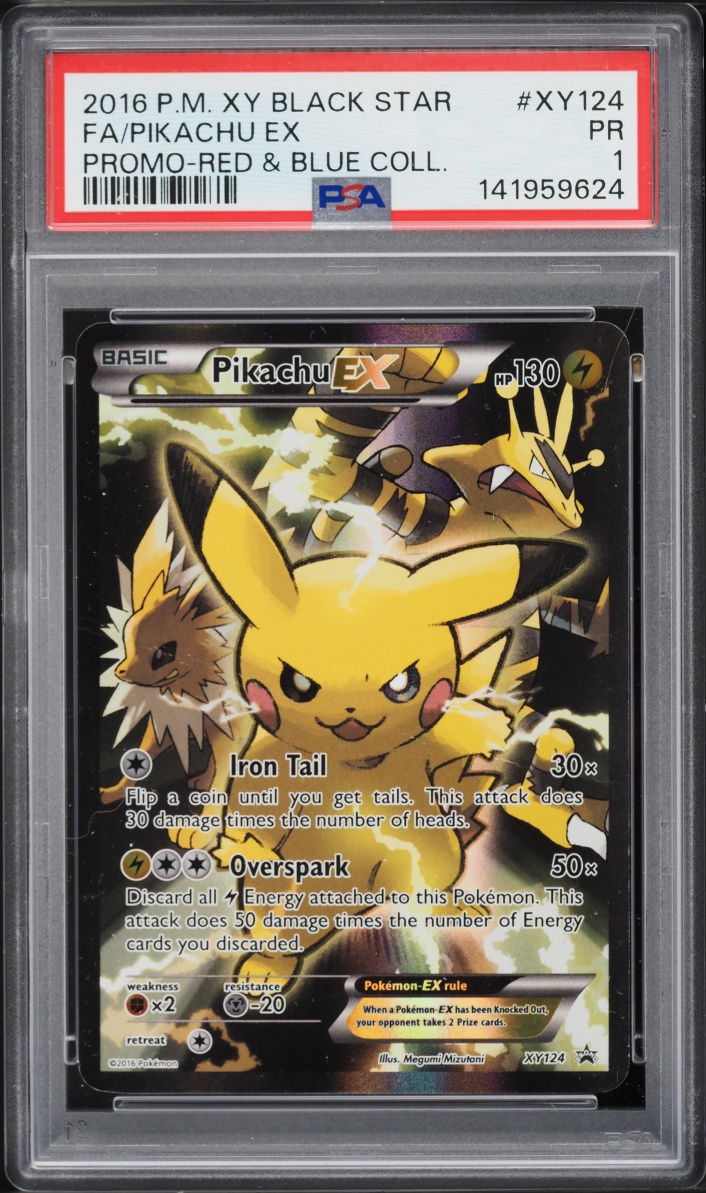2016 Pokemon XY Promo Red & Blue Collection Full Art Pikachu EX #XY124 PSA 1 PR