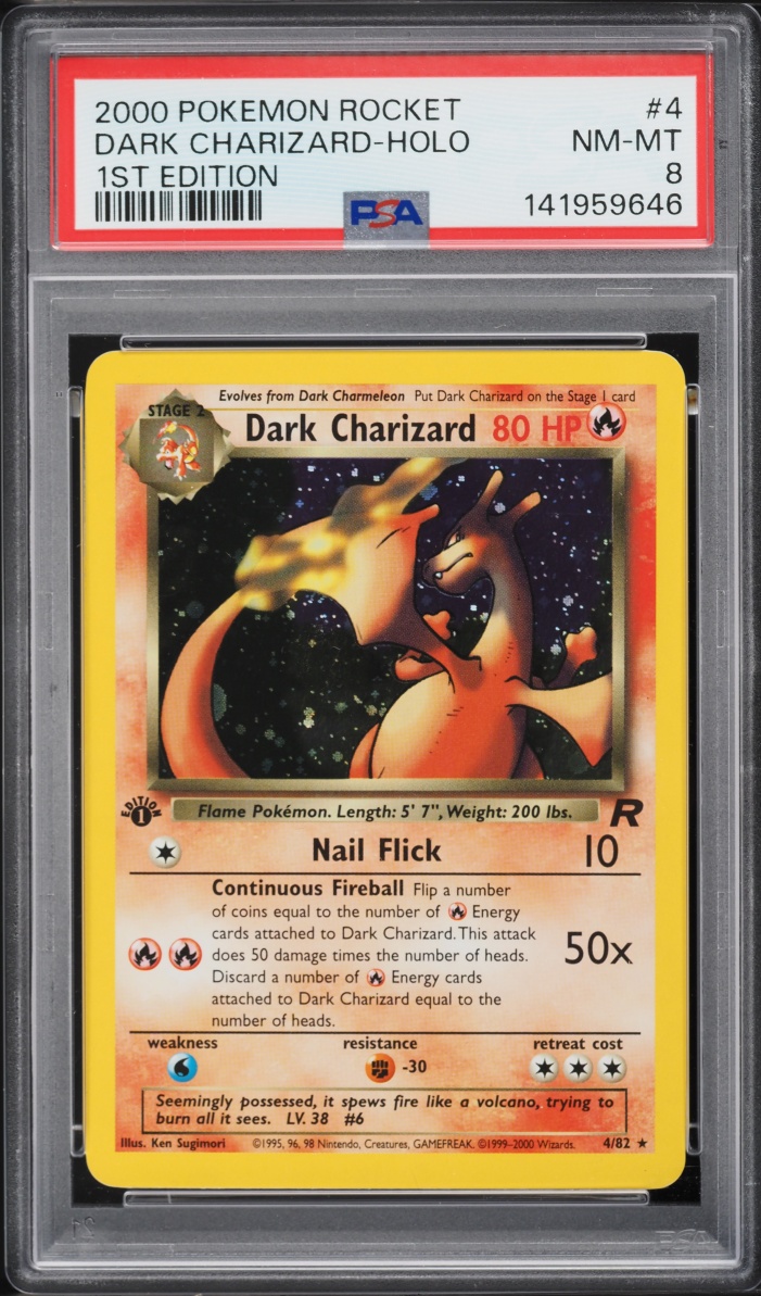 2000 Pokemon Team Rocket 1st Edition Holo Dark Charizard #4 PSA 8 NM-MT