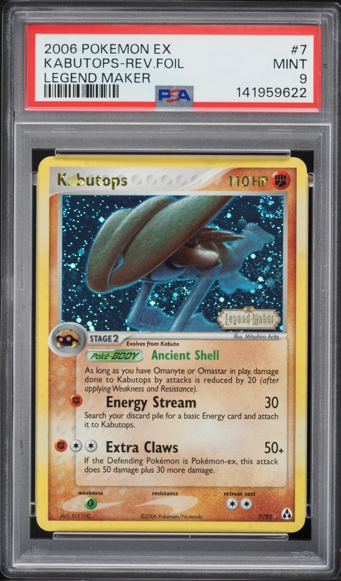 2006 Pokemon EX Legend Maker Reverse Holo Kabutops #7 PSA 9 MINT