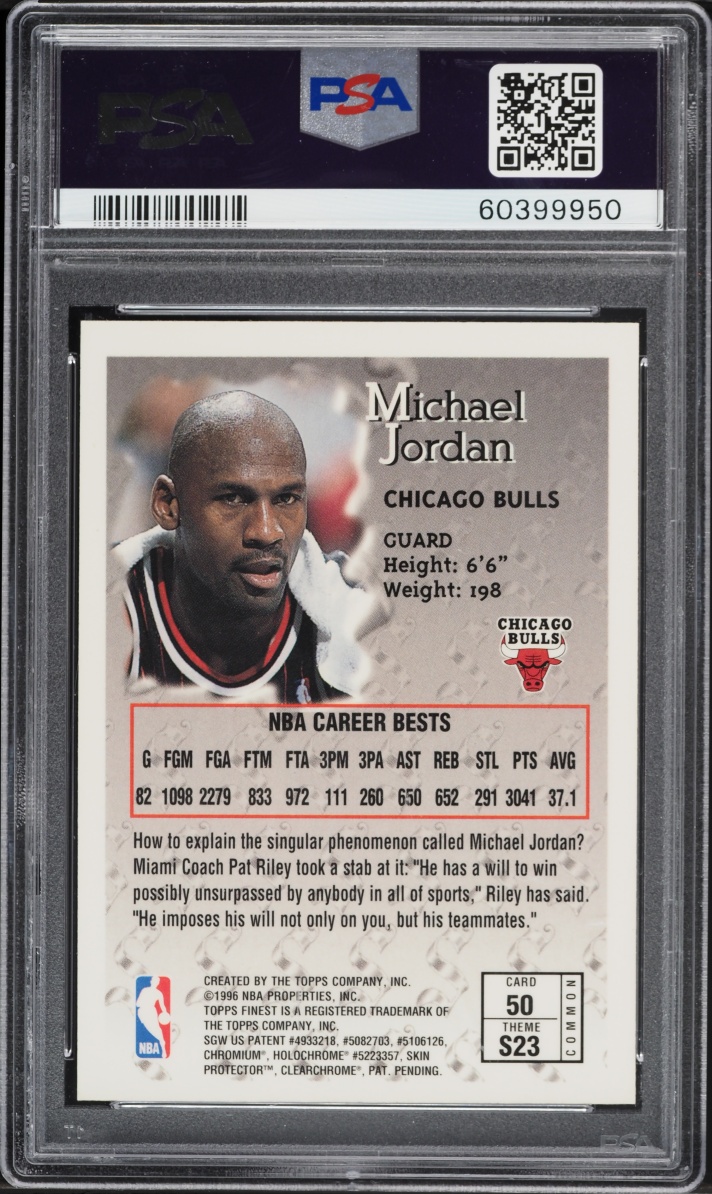 1996 Finest Basketball w/ Coating Michael Jordan #50 PSA 7 NRMT