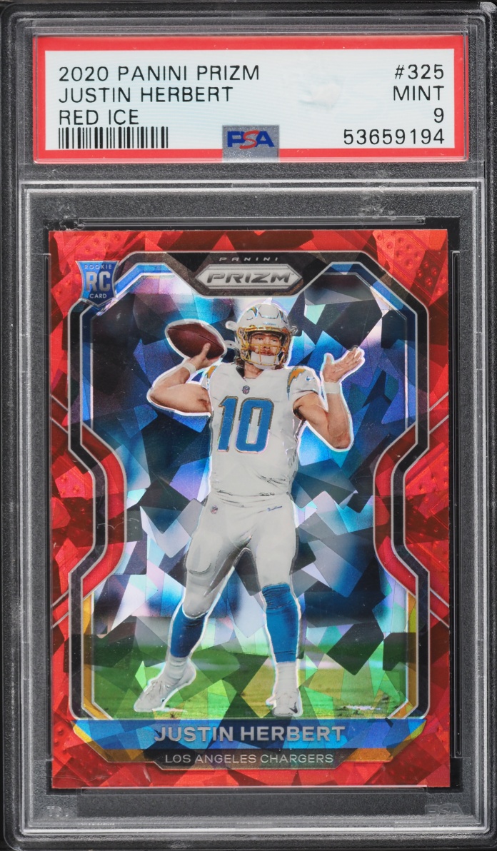 2020 Panini Prizm Red Ice Justin Herbert ROOKIE #325 PSA 9 MINT