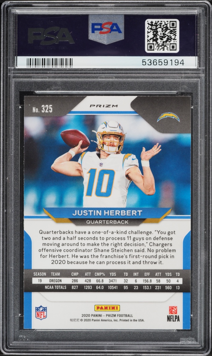 2020 Panini Prizm Red Ice Justin Herbert ROOKIE #325 PSA 9 MINT