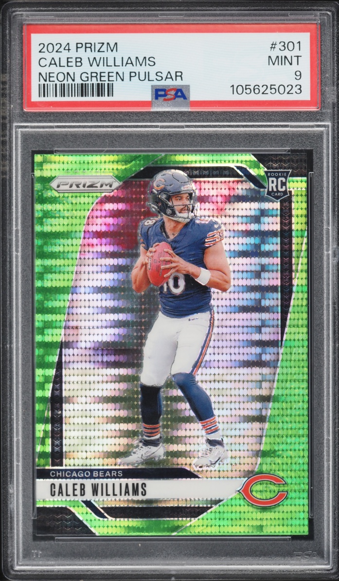 2024 Panini Prizm Neon Green Pulsar Caleb Williams ROOKIE #301 PSA 9 MINT