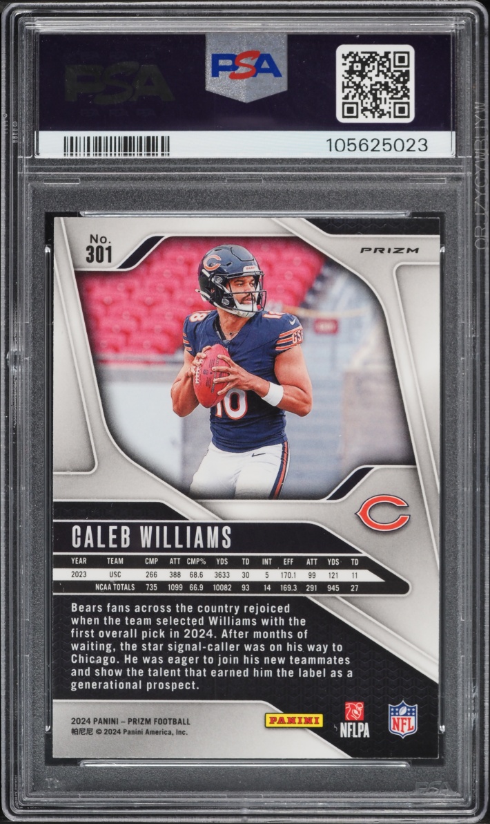 2024 Panini Prizm Neon Green Pulsar Caleb Williams ROOKIE #301 PSA 9 MINT