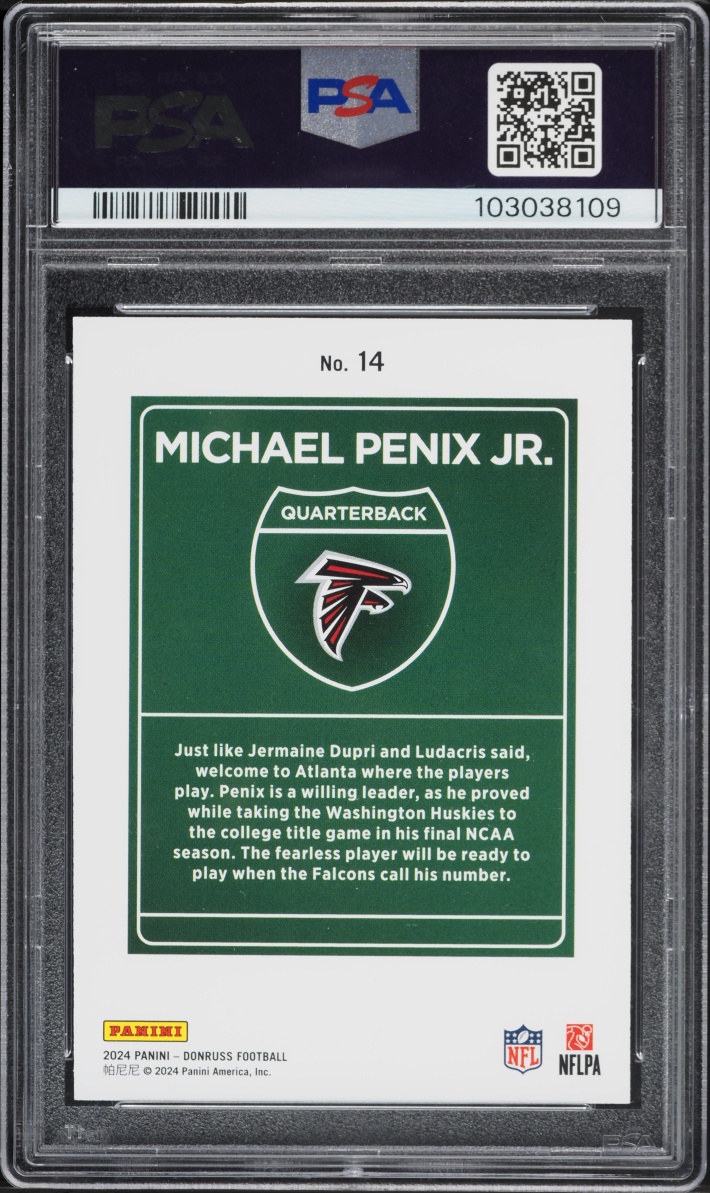 2024 Donruss Downtown! Michael Penix Jr. ROOKIE #14 PSA 9 MINT
