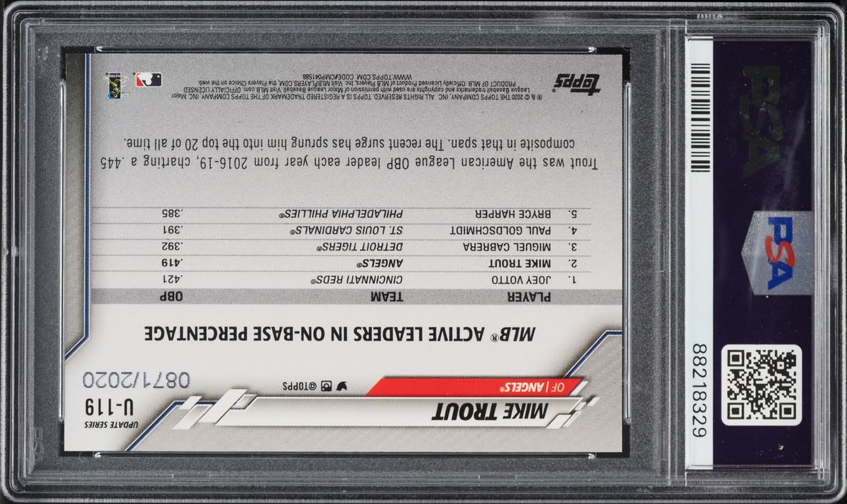 2020 Topps Update Gold Mike Trout /2020 #U119 PSA 10 GEM MINT
