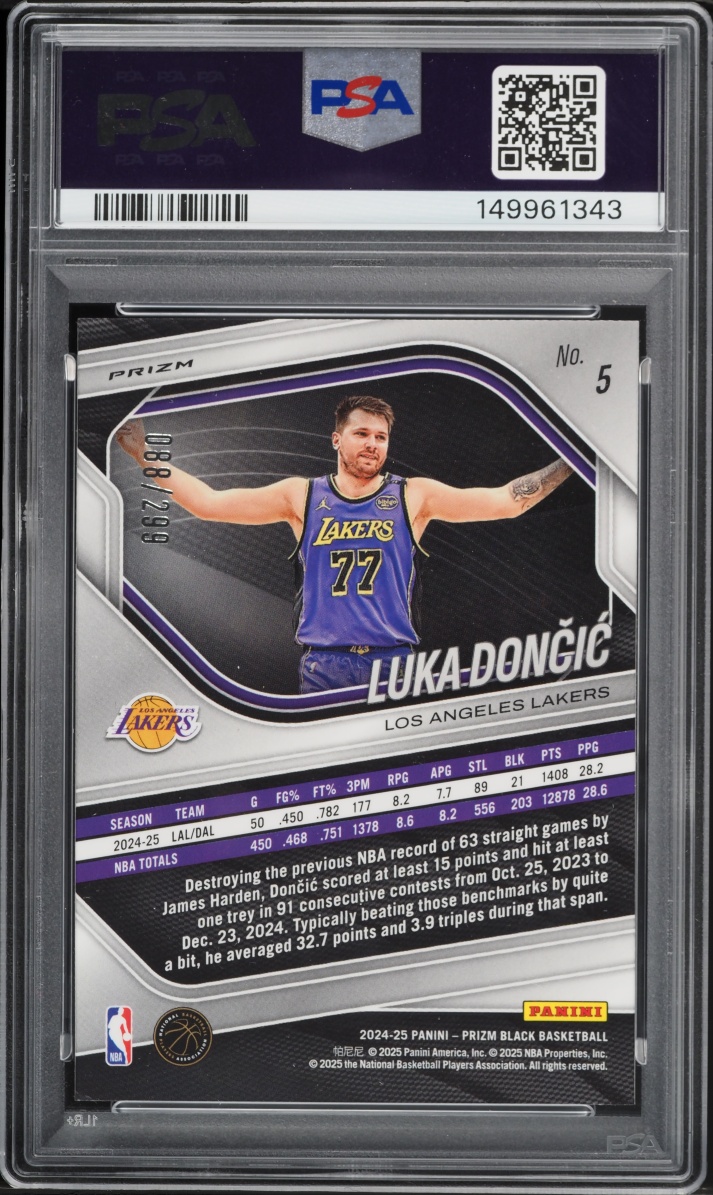 2024 Panini Prizm Black Red Luka Doncic /299 #5 PSA 10 GEM MINT