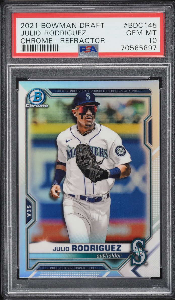 2021 Bowman Chrome Draft Refractor Julio Rodriguez PROSPECT #BDC-145 PSA 10 GEM MINT