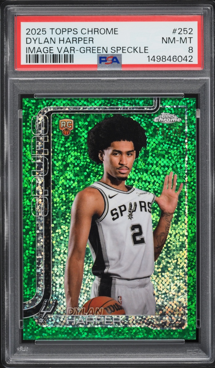 2025 Topps Chrome Image Variation Green Speckle Dylan Harper ROOKIE /99 #252 PSA 8 NM-MT