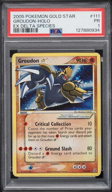 2005 Pokemon Japanese Holon Research Tower Holo Groudon Gold Star