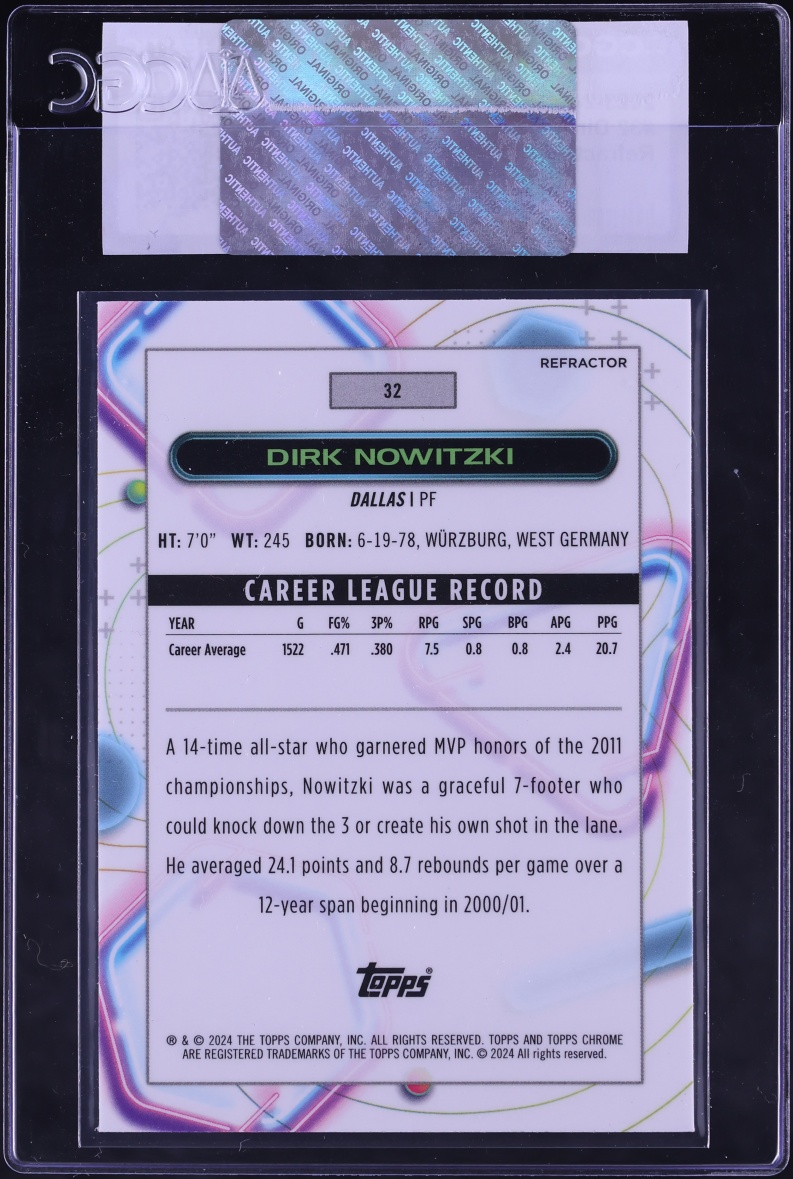 2023 Topps Chrome Cosmic Refractor Dirk Nowitzki #32 CGC AUTH