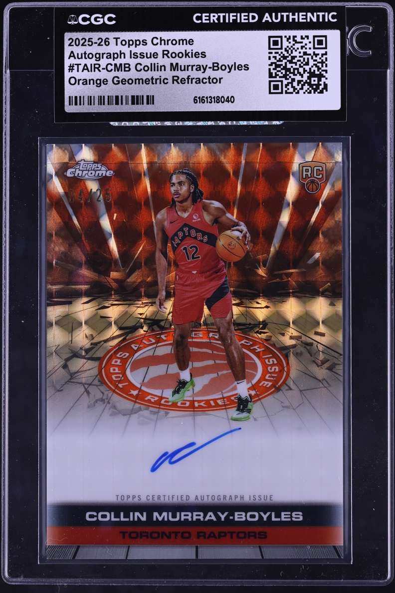 2025 Topps Chrome Issue Orange Geometric Refractor Collin Murray-Boyles RC AUTO /25 CGC AUTH