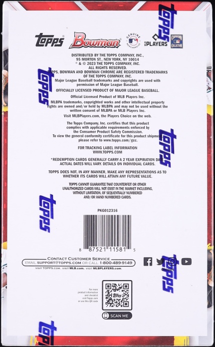 2023 Bowman Baseball Factory Sealed Hobby Box, 24ct Packs