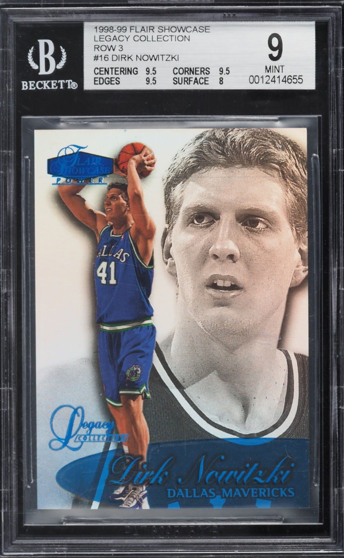 1998 Flair Showcase Legacy Collection Row 3 Dirk Nowitzki ROOKIE /99 #16 BGS 9 MINT
