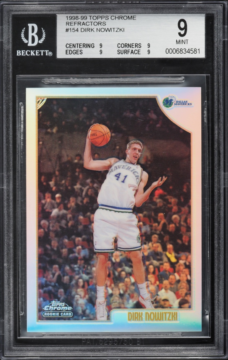 1998 Topps Chrome Refractor Dirk Nowitzki ROOKIE #154 BGS 9 MINT