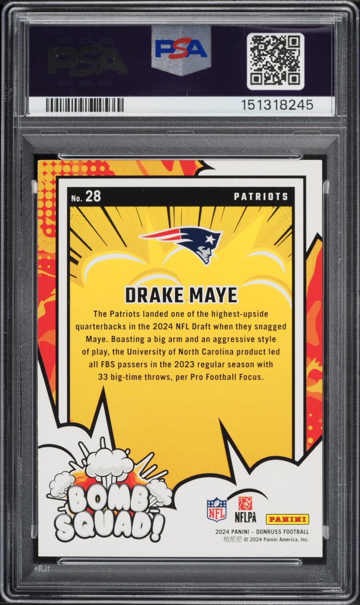 2024 Donruss Bomb Squad Drake Maye ROOKIE #28 PSA 9 MINT
