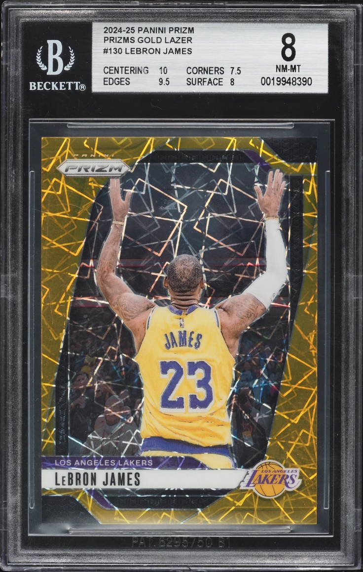 2024 Panini Prizm Gold Lazer LeBron James /10 #130 BGS 8 NM-MT
