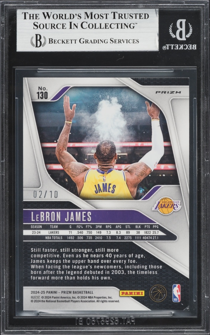 2024 Panini Prizm Gold Lazer LeBron James /10 #130 BGS 8 NM-MT