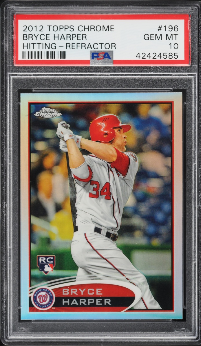 2012 Topps Chrome Hitting Refractor Bryce Harper ROOKIE #196 PSA 10 GEM MINT