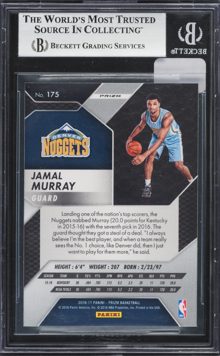 2016 Panini Prizm Starburst Jamal Murray ROOKIE #175 BGS 9 MINT
