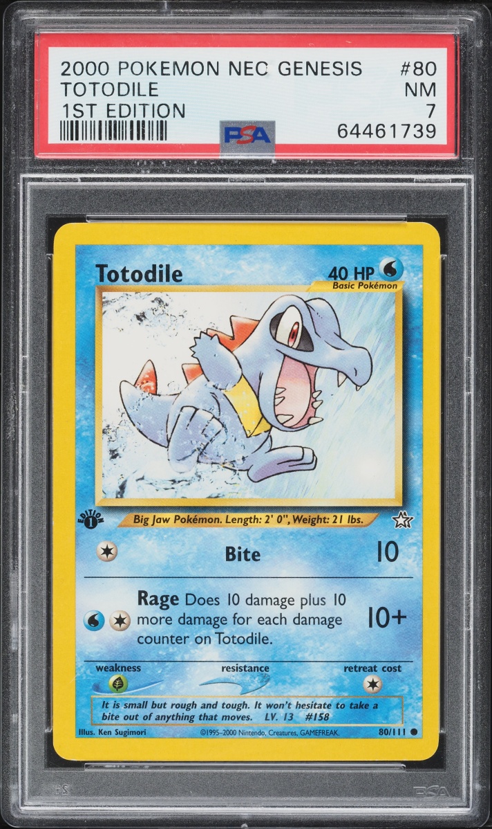 2000 Pokemon Neo Genesis 1st Edition Totodile #80 PSA 7 NRMT
