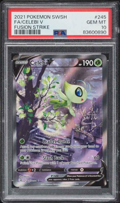 2021 Pokemon Sword & Shield Fusion Strike Full Art Celebi V #245 PSA 10 GEM  MINT on Fanatics Collect