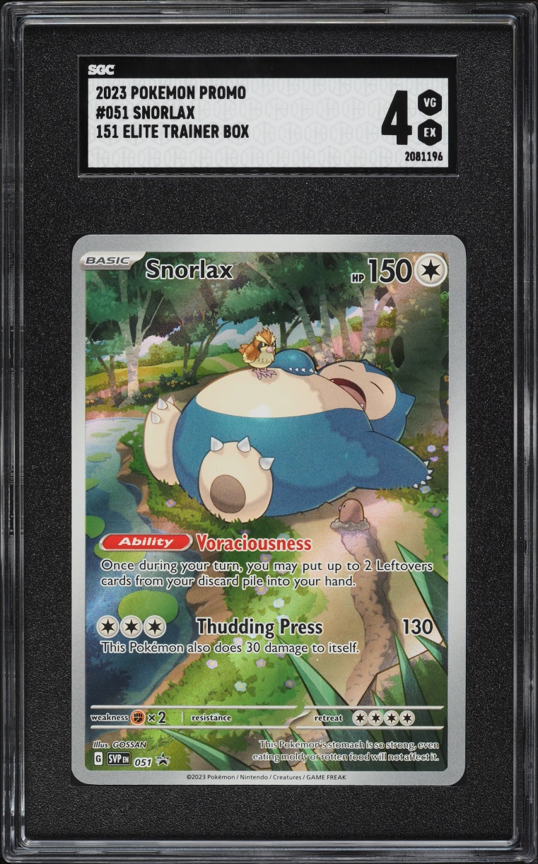 2023 Pokemon Scarlet & Violet 151 Elite Trainer Box Full Art Snorlax #51 SGC 4 VGEX