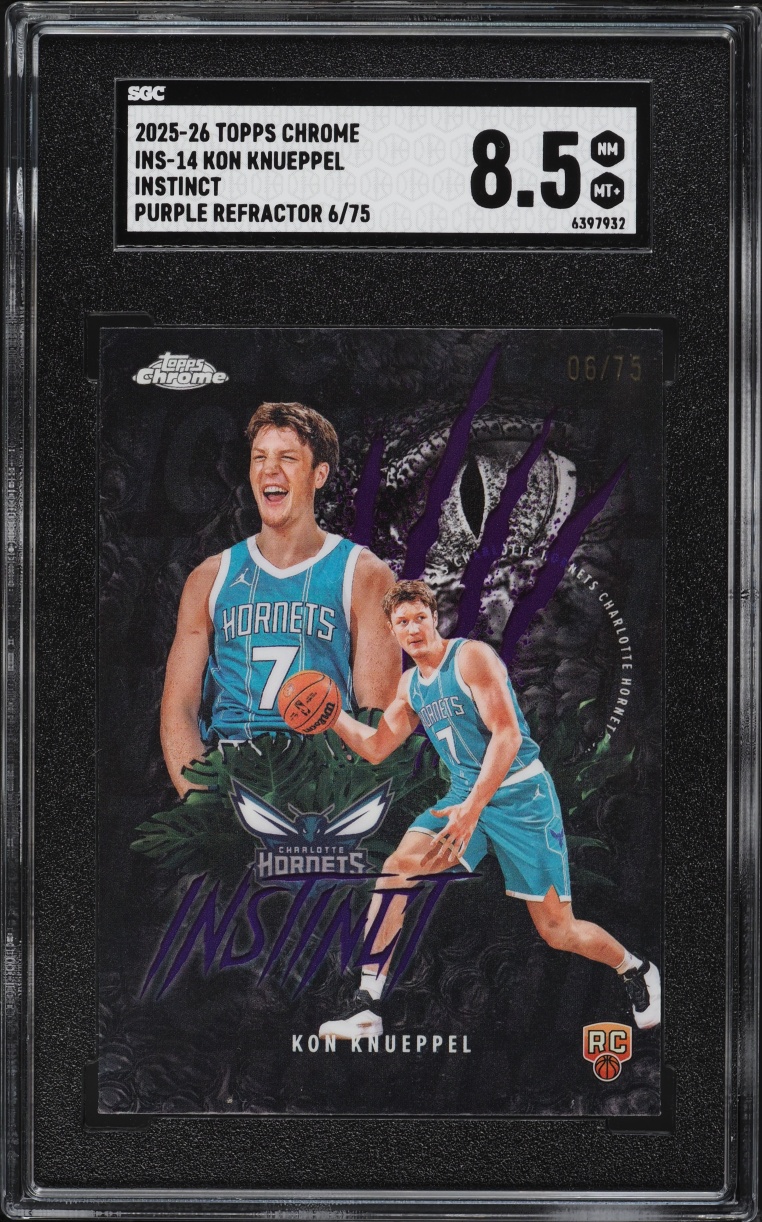 2025 Topps Chrome Instinct Purple Refractor Kon Knueppel ROOKIE /75 #INS-14 SGC 8.5 NM-MT+