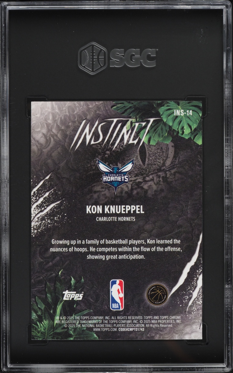2025 Topps Chrome Instinct Purple Refractor Kon Knueppel ROOKIE /75 #INS-14 SGC 8.5 NM-MT+