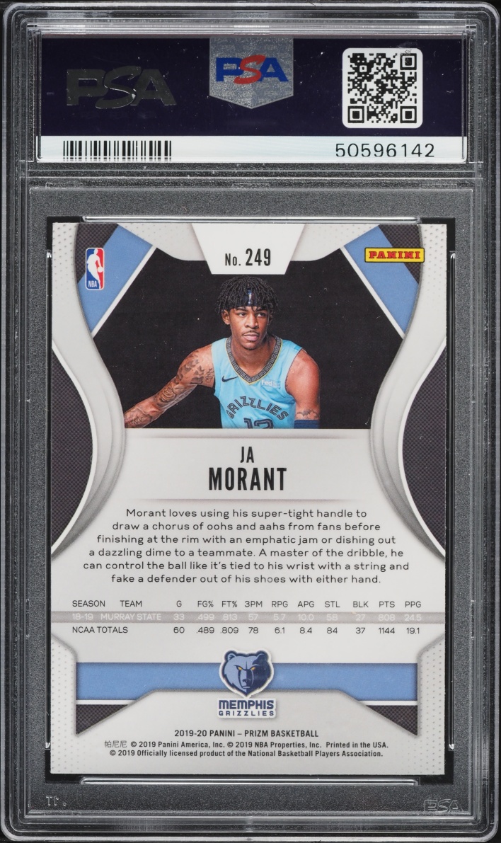 2019 Panini Prizm Ja Morant ROOKIE #249 PSA 10 GEM MINT