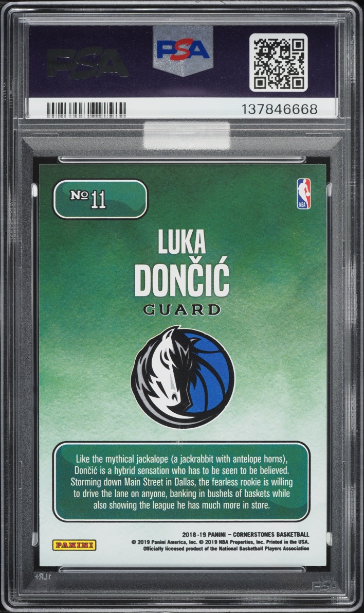 2018 Panini Cornerstones Downtown Luka Doncic ROOKIE #11 MBA PSA 10 GEM MINT