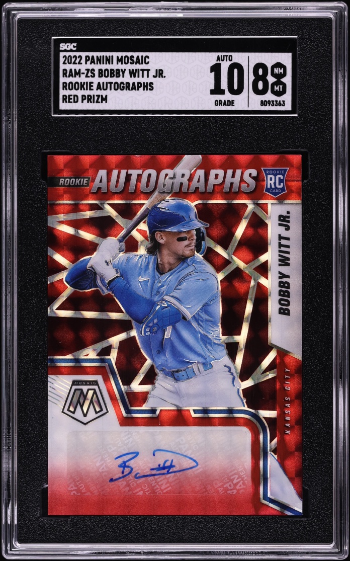 2022 Panini Mosaic Red Bobby Witt Jr. ROOKIE AUTO #RAM-ZS SGC 8 NM-MT