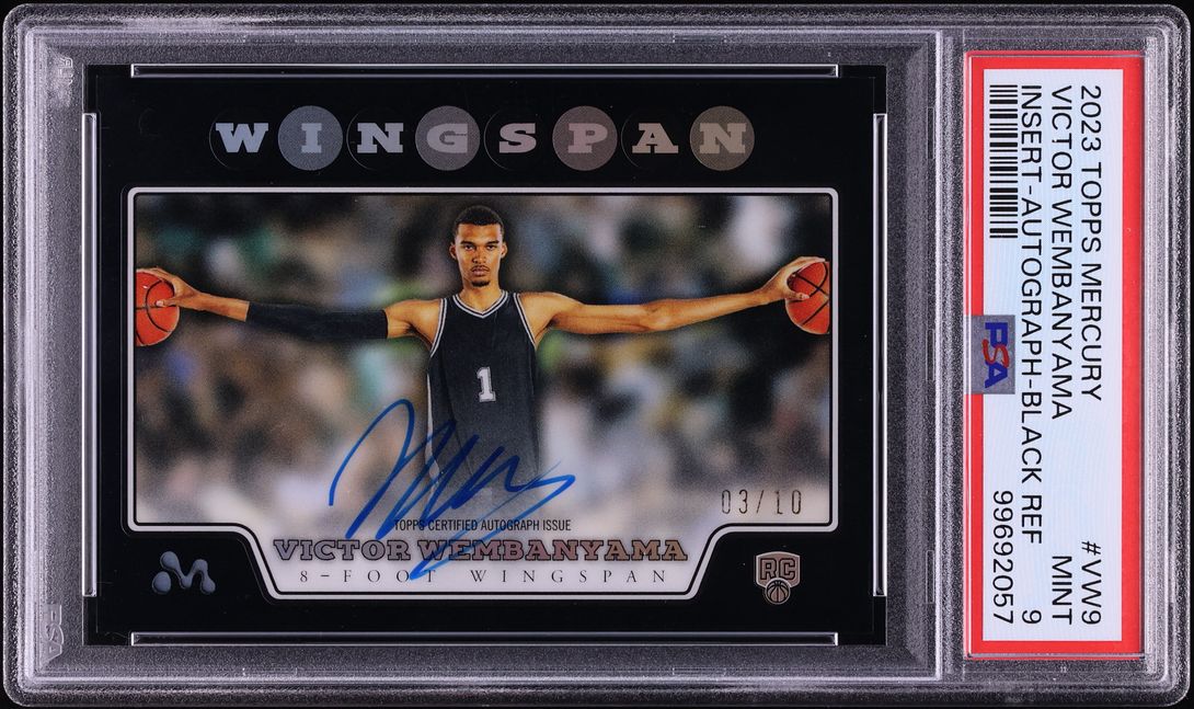 2023 Topps Mercury Insert Black Refractor Victor Wembanyama ROOKIE AUTO /10 #VW-9 PSA 9 MINT