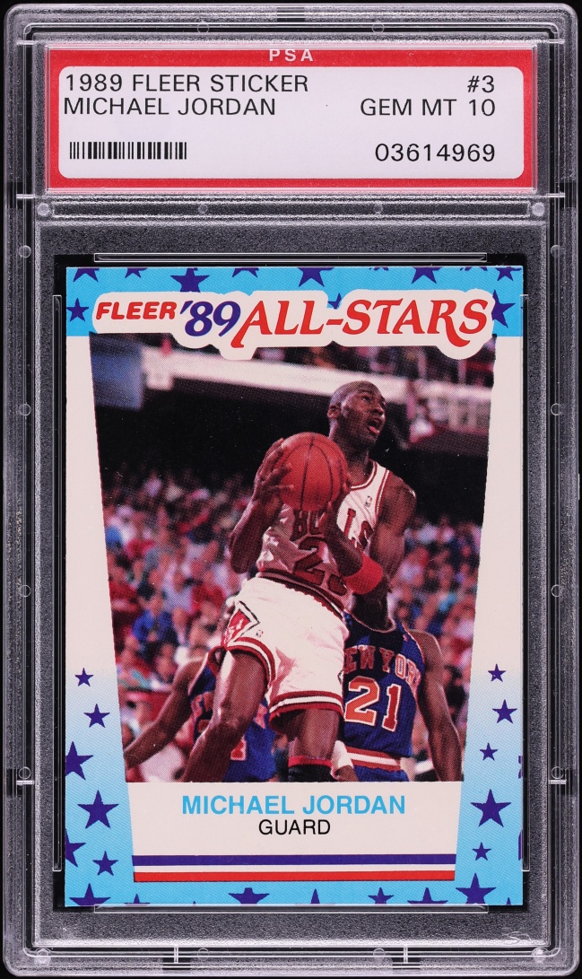 1989 Fleer Sticker Michael Jordan #3 PSA 10 GEM MINT