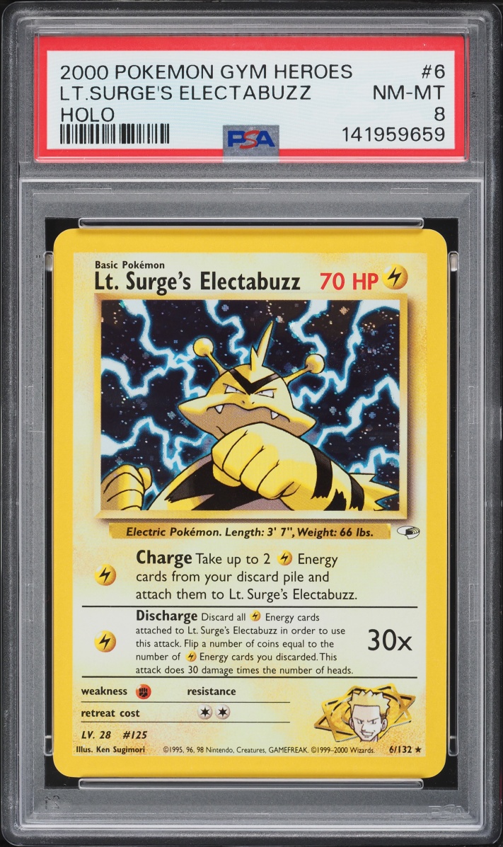 2000 Pokemon Gym Heroes Holo Lt. Surge's Electabuzz #6 PSA 8 NM-MT
