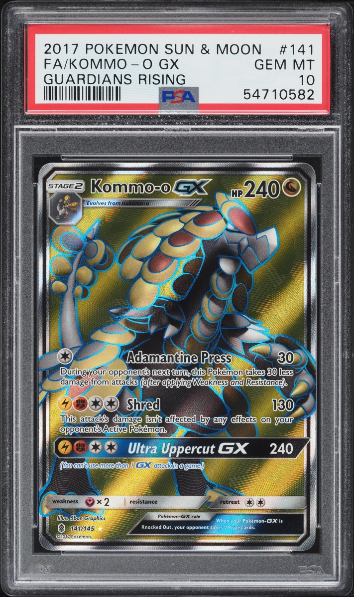 2017 Pokemon Sun & Moon Guardians Rising Full Art Kommo-O GX PSA 10 GEM MINT