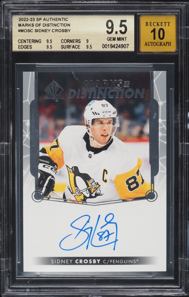 2022 SP Authentic Marks Of Distinction Sidney Crosby AUTO #MDSC BGS 9.5 GEM MINT