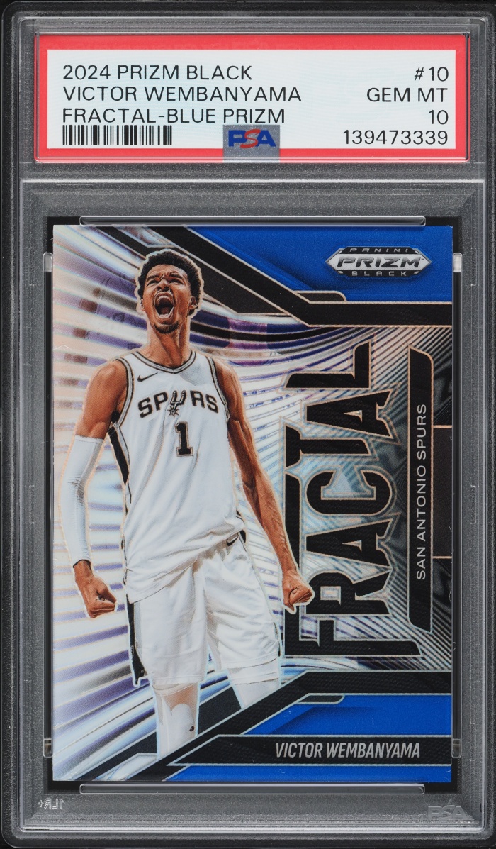 2024 Panini Prizm Black Fractal Blue Victor Wembanyama /199 #10 PSA 10 GEM MINT