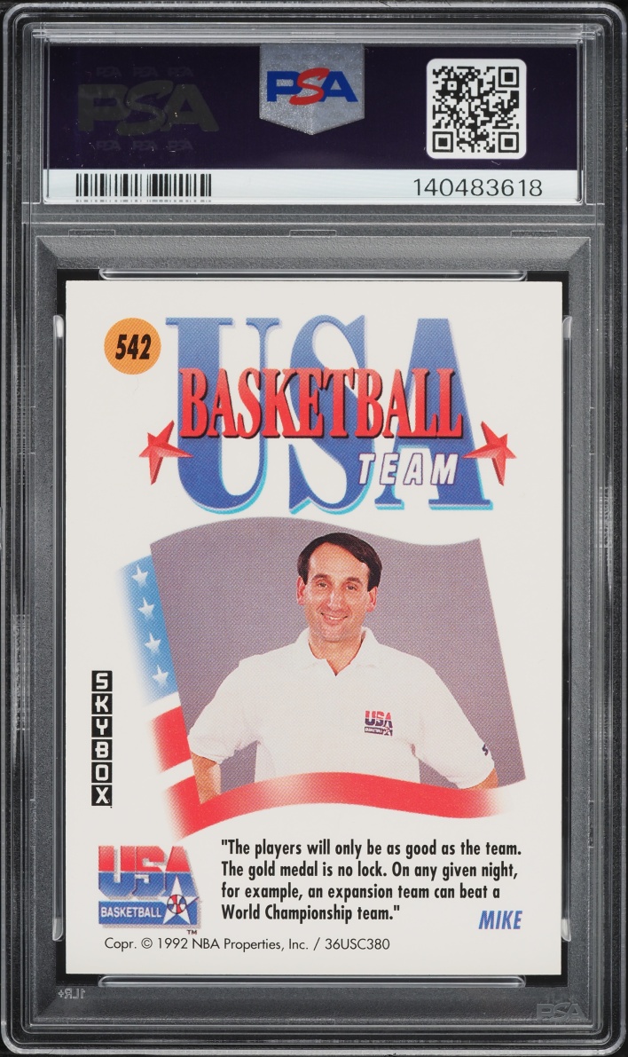 1991 Skybox USA Basketball Mike Krzyzewski #542 PSA 10 GEM MINT