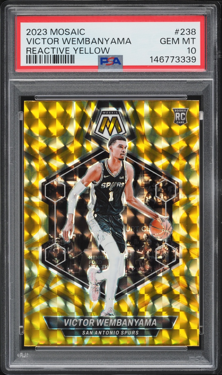 2023 Panini Mosaic Reactive Yellow Victor Wembanyama ROOKIE #238 PSA 10 GEM MINT