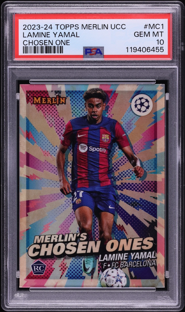2023 Topps Merlin UEFA Club Competitions Chosen One Lamine Yamal ROOKIE #MC-1 PSA 10 GEM MINT