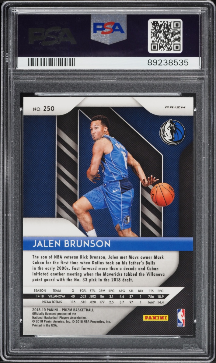 2018 Panini Prizm Hyper Jalen Brunson ROOKIE #250 PSA 10 GEM MINT