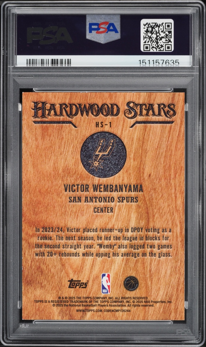 2025 Topps Hardwood Stars Victor Wembanyama #HS-1 PSA 8 NM-MT